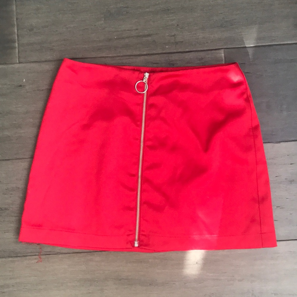 Satin red skirt